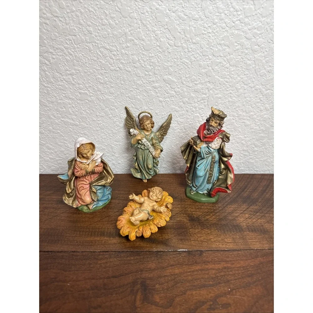 Made in Italy Nativity Set Holy Family Joseph Mary Baby Jesus 5 Pc Christmas